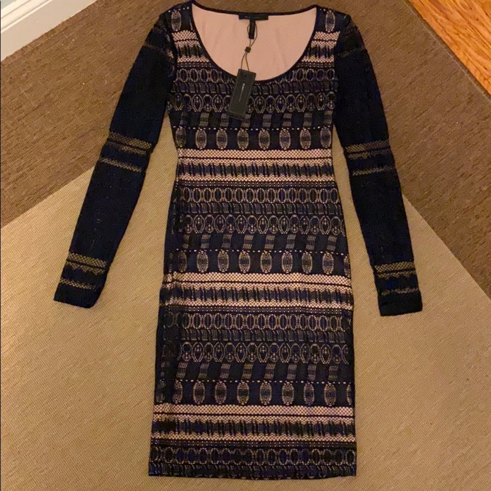 BCBG MaxAzaria Navy Nude Mini Dress